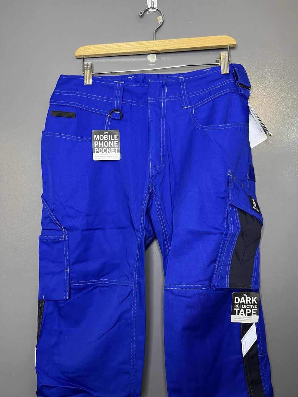 Mascot Cargo Pants Mens 33x32 Blue Oldenburg Reflective Workwear 12579-442-11010
